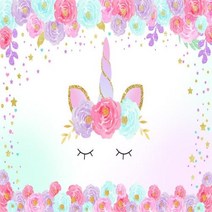 셀프 사진 촬영 포토 호환 유니콘 배경 소녀 생일 파티 장식 무지개 꽃 공주 베이비 샤워 배너, Vinyl-150x100cm+10