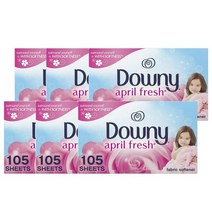 다우니 패브릭 소프트너 건조기시트 105장 Downy Fabric Softener Dryer Sheets April Fresh, 6팩