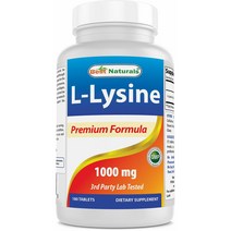 베스트내추럴 엘라이신 1000mg 180정 Best Naturals L-Lysine Double Strength