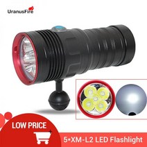 수중 해루질 써치 랜턴 엘프 6000 루멘 다이빙 손전등 토치 5 * XM-L2 LED 스쿠버 방수 100M 전술 램프, A Without battery