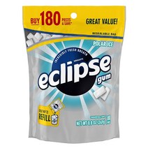 eclipse 이클립스 폴라 아이스 무설탕 껌 180개입, 1팩