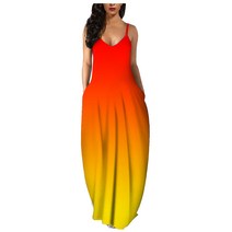 브랜드없음 그라디언트 소수자 v 넥 Maxi Sundress Beach Long Dres