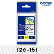 브라더 정품라벨테이프 6~36mm 다양한색상 전상품, (정품)24mm TZe-151 투명바탕 검정글자