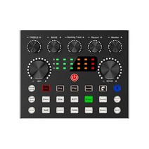 사운드 카드 V8S 오디오 믹서 블루투스 웹 캐스트 개인 엔터테인먼트 스트리머 PC 컴퓨터용 라이브 방송, black_1