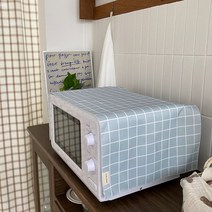 목화베리 전자레인지커버 방수다용도덮개 깅엄체크, 퍼플85*35