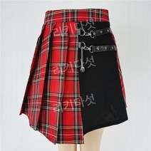 여성 플리츠 미니 스커트 체크무늬 캐주얼