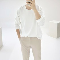 아도르클래식 긴팔 티오 U넥 라운드 세미 오버핏 분또 스판 티셔츠