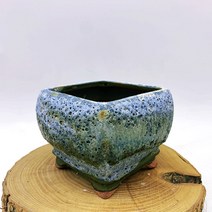 예운분-102 원형사각 하늘색 다육이화분 도자기화분