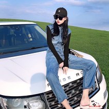 puildaug 여름 데님 점프 수트 바지 느슨한 기질 높은 허리 슬림 스트레이트 레그 바지