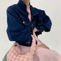 설세라 / 벌룬 퍼프소매 데님 밴딩 청자켓