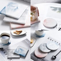 사각 원형 세라믹 도자기 티 코스터 컵받침 컵 받침대 홈 카페 커피숍, 상품선택, 그레이 원형