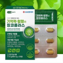 은행잎 추출물 기억력에 좋은 뇌 영양제 감퇴개선 프라보놀 두뇌영양제 어머니 인지력 깅코 저하 중년 감퇴