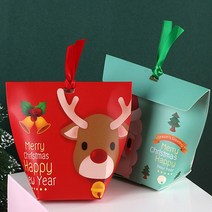 유진 (10장세트) 크리스마스 사다리꼴 미니 선물 상자 박스 포장 양말 사탕 간식 어린이집 어린이 유치원 단체 생일 답례품, 사다리꼴선물상자(그린)(10장세트)