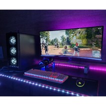 오드 LED바 15칼라 컴퓨터 무드 조명 리모콘 USB 5V전원 게임방 PC방 영화방 모니터조명, 1.5M