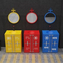 북유럽 미용실 세면대 캐비닛 바버샵 하부장 호텔, 하늘색 세면대(수도꼭지 포함)