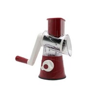쏨땀채칼 돌돌이채칼 롤슬라이스 드럼통채칼 Mnul Veget utter 3 Drum ldes Rotry ese Grter Shredder Spir, 02 빨간