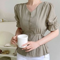 앙탈 여자허리리본린넨블라우스(0019 6517)