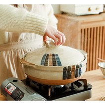 츠나 나베 냄비 일본 전골 뚝배기, 1.2리터, 블랙