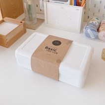 유어데일리 플라스틱 큰 필통 투명 마스킹테이프 소품정리 대용량 보관함, 화이트