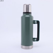 소스 메이커 도매 이중 스테인리스 보온병 대용량 손잡이 스포츠 물병 야외 여행용 포트, 녹색, 1.9L