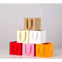 선물 쇼핑백 명품 종이가방 종이백 직사각 크라프트 정사각 무지 도시락 심플 미니 대형, 핑크