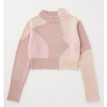 MOUSSY 패치워크 쇼트 니트 (핑크)