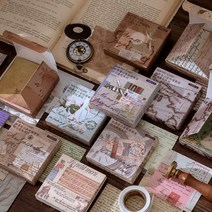 클래식 빈티지 배경지 레터링 꽃 떡메모지 다꾸 페이퍼 6종, 6.그을림  (ME-683)