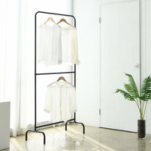 루미 2단 싱글행거 스탠드 행거 옷걸이, 루미2단싱글행거_블랙