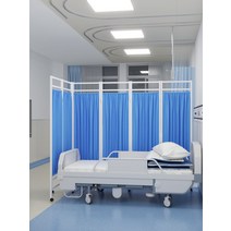 병원 파티션 이동식 접이식 가림막 요양원 학교, 그린 3단두꺼운 프레임 이중 천