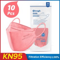 Elough-패브릭 KF94 입 마스크 ffp2 피쉬 CE 안전 마스크 얼굴 보호 kn95 블랙 성인, 23 10 pcs Orange red