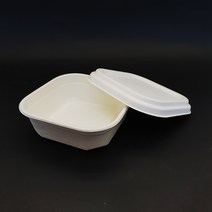 지이팩 - 친환경일회용접시 종이 트레이 도시락 카페 배달 포장 용기 정사각형 (50개) 뚜껑 포함 750ml