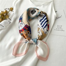랜드로버 엠블럼 격자 무늬 실크 스퀘어 스카프 여성 새틴 목도리 랩 Hijab 헤어 밴드 손목 럭셔리 머리 장, 37 FJ456-2