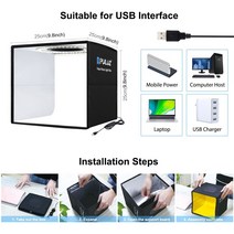미니 스튜디오 포토 박스 25cm 소프트 박스 3 색 라이트 모드 Led 링 사진 조명 스튜디오 슈팅 텐트 6 배경, 한개옵션0