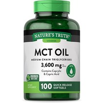 Natures Truth MCT 오일 캡슐 100 소프트젤 케토 친화적인 코코넛 알약 비 GMO 글루텐 프리