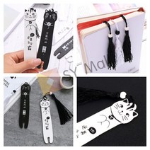 SY몰 고양이 책갈피 화이트 동물책갈피 우드북마크