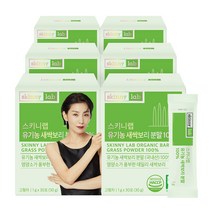 국내산 유기농 새싹보리 분말 100% 식약처 인증 45종 영양성분 어린잎 폴리코사놀 스틱 가루 무농약 + 스낵팝 + 보틀, 6박스