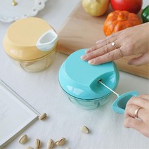 수동 식재료 야채 다지기 줄 당기기 믹서기 마늘갈기 캠핑 생강 만능 핸드 당근 만두소 음식, 1개, 블루
