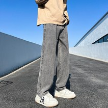 Y2K 남성 데님 와이드 레그 바지 스타일 스트레이트 루즈 스트리트 힙합 데일리 캐주얼 학생 블랙 그레이 블루