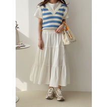 키메라제이 삼단캉캉 주름 A라인 밴딩 스커트 3color