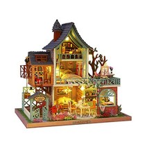 CUTEBEE 가구 인형하우스 미니어처 DIY 나무 키트 플러스 방진 및 음악 움직임 1:24 스케일 크리에이티브 룸 아이디어(숲 서식지), 정글 리조트