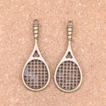 테니스 라켓 흰색 블랙 명품 해드 소프트 가방 그립 줄 40pcs 매력 48x19mm 골동품 펜던트 빈티지 청동 보석 팔찌 목걸이 diy, 골동품 청동 도금