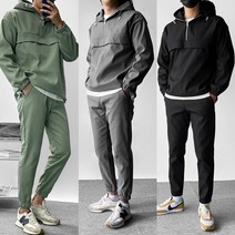 [빅사이즈 S~4XL] 남자 남성 후드 아노락 조거 트레이닝 세트