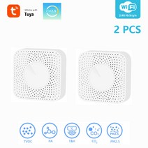 tuya wifi smart air quality monitor co2 sensor 온도 습도 측정기 voc hcho pm2.5 gas detector automatic alarm, 협력사, 2개