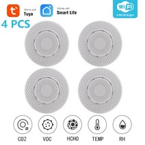 Tuya-Wifi 에어 박스 CO2 센서 VOC 가스 감지기 스마트 공기 품질 모니터 온도 습도 자동화 경보, 04 4 PCS