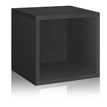Way Basics Eco Stackable Storage Cube Cubby Organizer (Tool-Free Assembly and Uniquely Crafted from, 1, Black Wood Grain