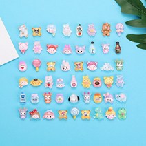 레진아트 혼합 만화 동물 음식 놀이 크림 접착제 재료 수지 플랫백 카보숑 장식 DIY 공예 스크랩북용, Mixed+50 Pcs