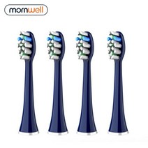 Mornwell T25 음파 전동 칫솔용 교체 브러시 헤드 4 개, 01 Blue