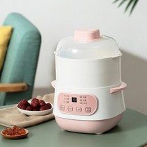 토마토슬로우쿠커 중탕기220V 1L 미니 전기 음식 스튜 냄비 자동 죽 디저트 베이비 푸드 느린 Stewer 휴대, 03 pink with steamer_03 EU