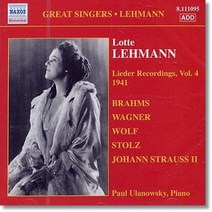 [CD] 로테 레만 - 가곡 레코딩 4집 (1941년) (Lotte Lehmann - Lieder Recordings Vol. 4)