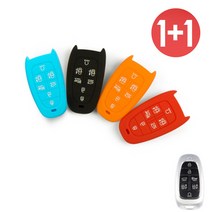 바이어블 1+1 현대 뉴 7버튼 쏘나타 DN8 넥쏘 더 그랜져 2020스마트 키 실리콘 케이스, 블랙+블랙